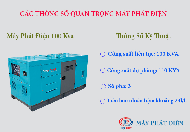 Các thông số quan trọng của máy phát điện